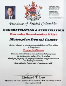 2014 Favourite Dentist, Burnaby NewsLeader